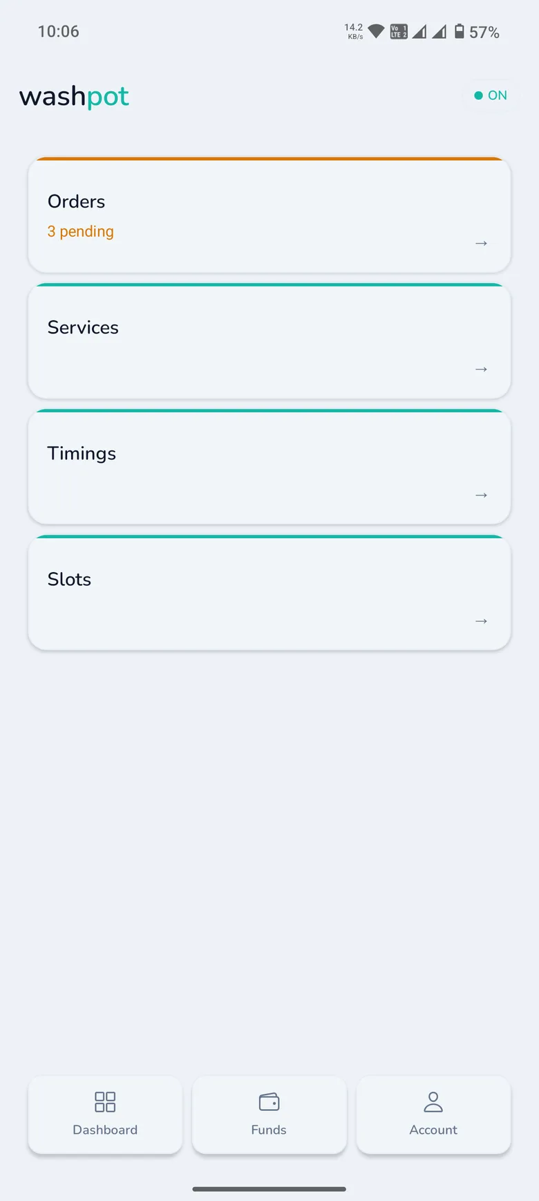 WashPot provider dashboard